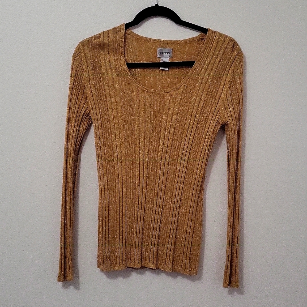CHICOS GOLD HOLIDAY TOP